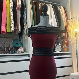 Elegant Black and Red Off-Shoulder Dress